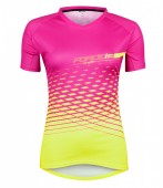 dres F MTB ANGLE LADY kr. rukáv, růžovo-fluo L